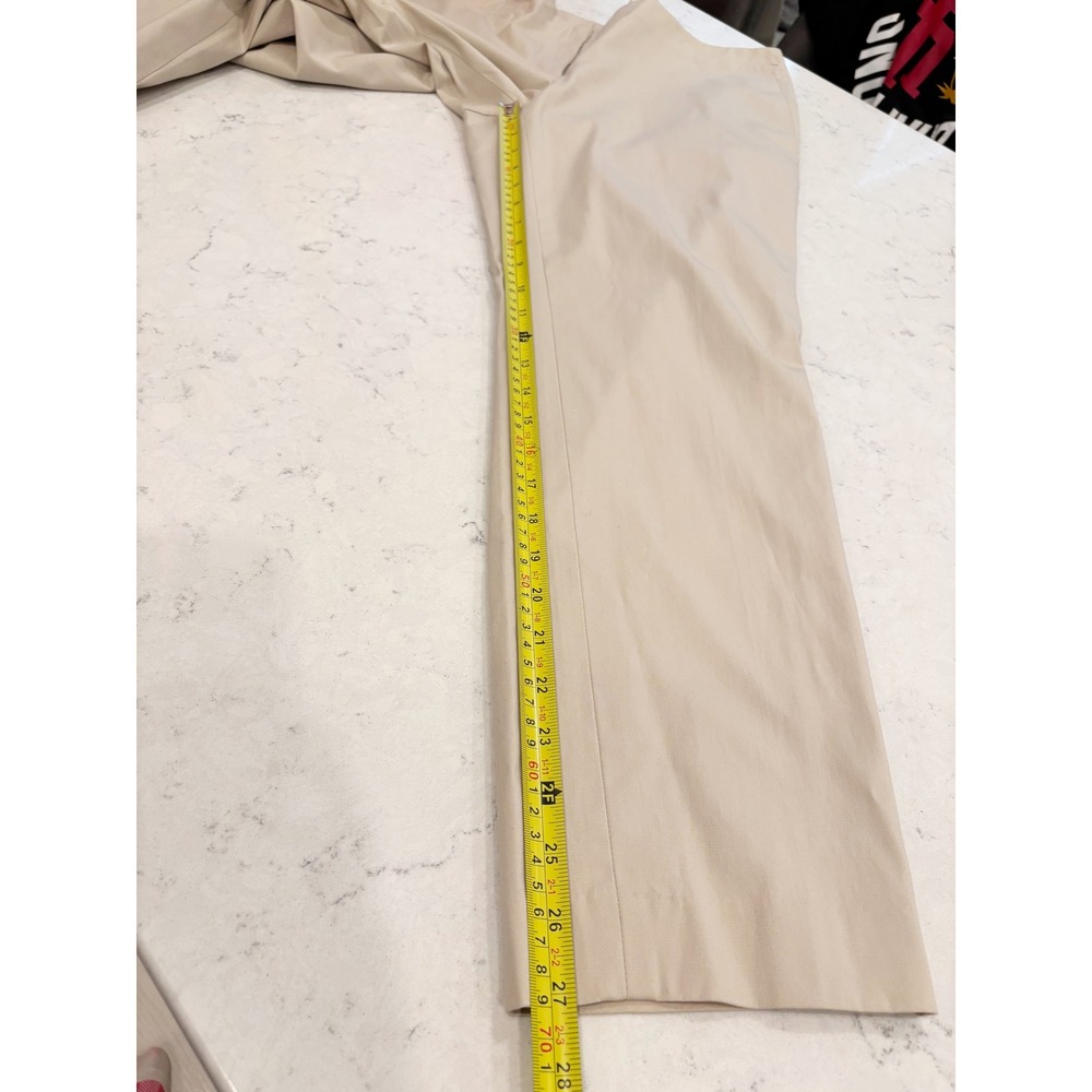 J. Jill Trousers Women 12 Khaki Cotton Blend Ankle Slit Flat Front Pants Office - Picture 11 of 13